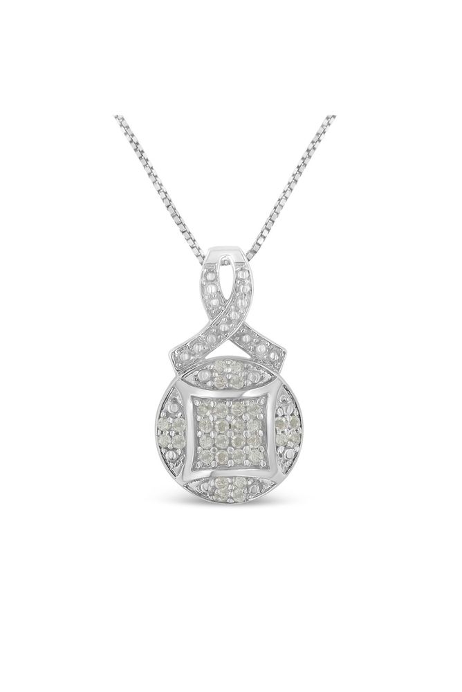 1/3 cttw Diamond Ribbon and Circle Cluster Necklace